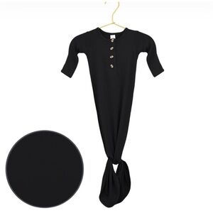 Lou Lou & Company Peyton Black Solid Knotted Gown Size Newborn Black Soft Light